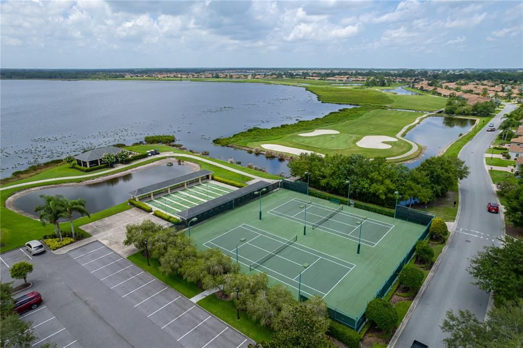 Clubhouse lighted tennis & shuffleboard courts