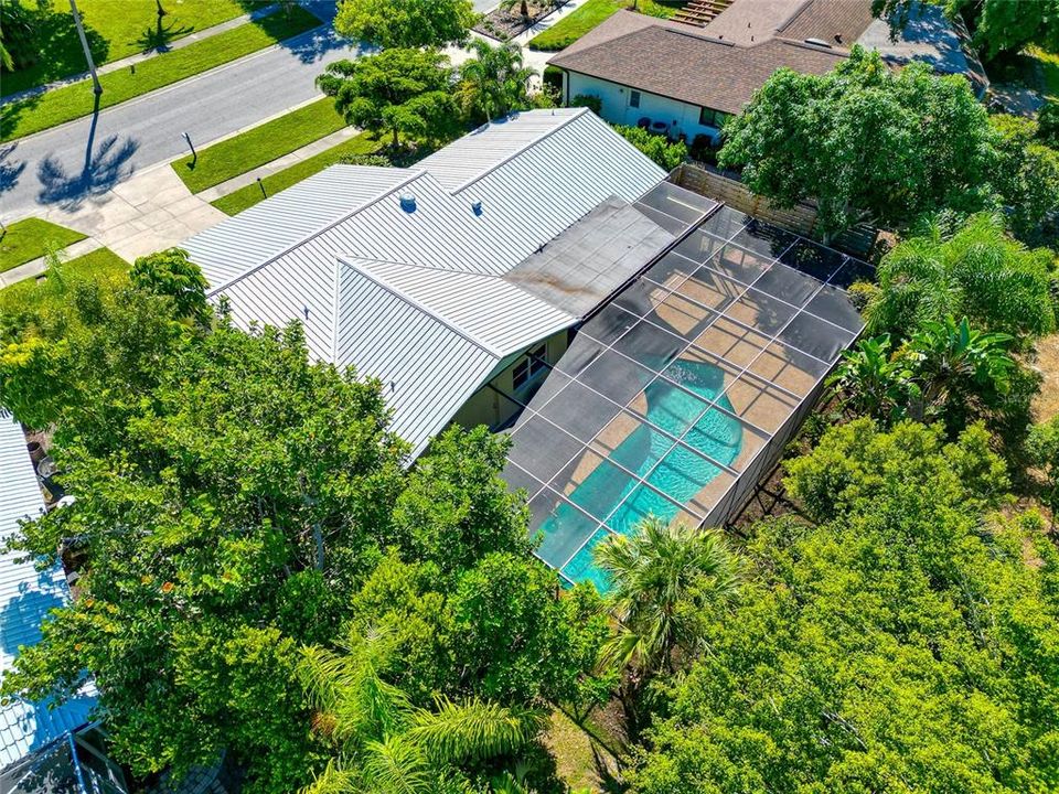 Aerial view of extended lanai and pool