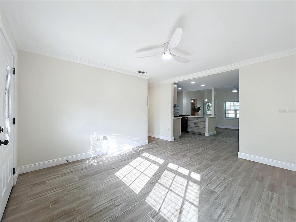 View into kitchen