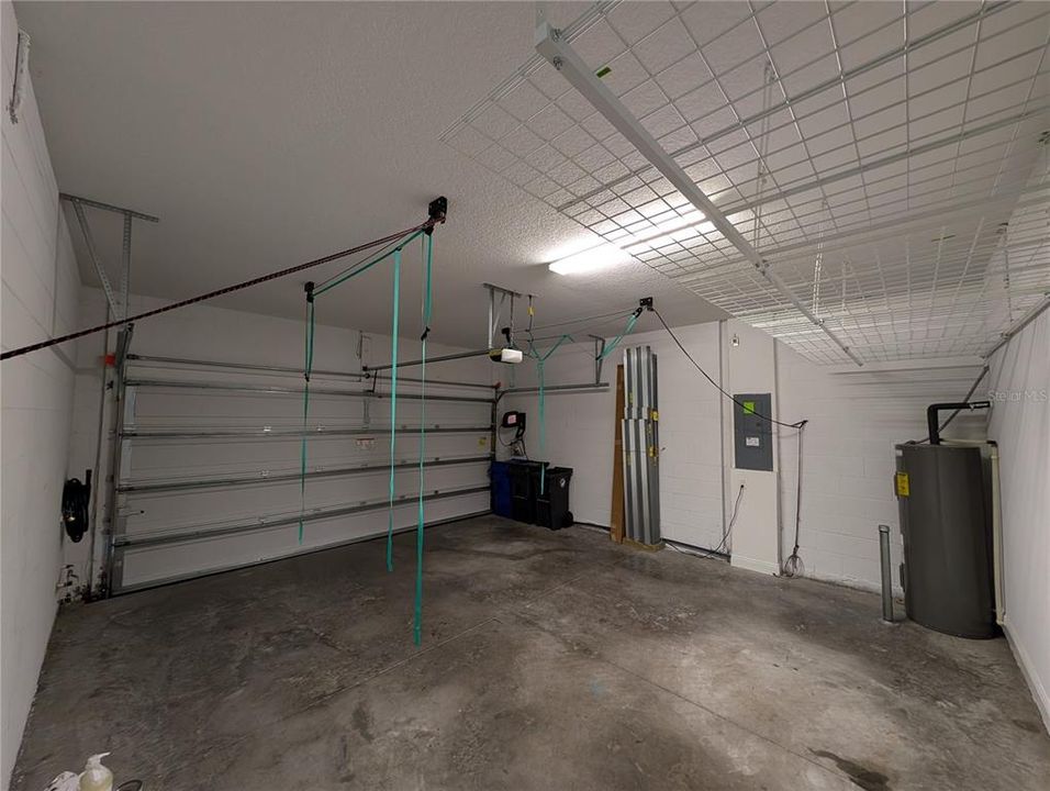 Garage with elevated Kayak storage