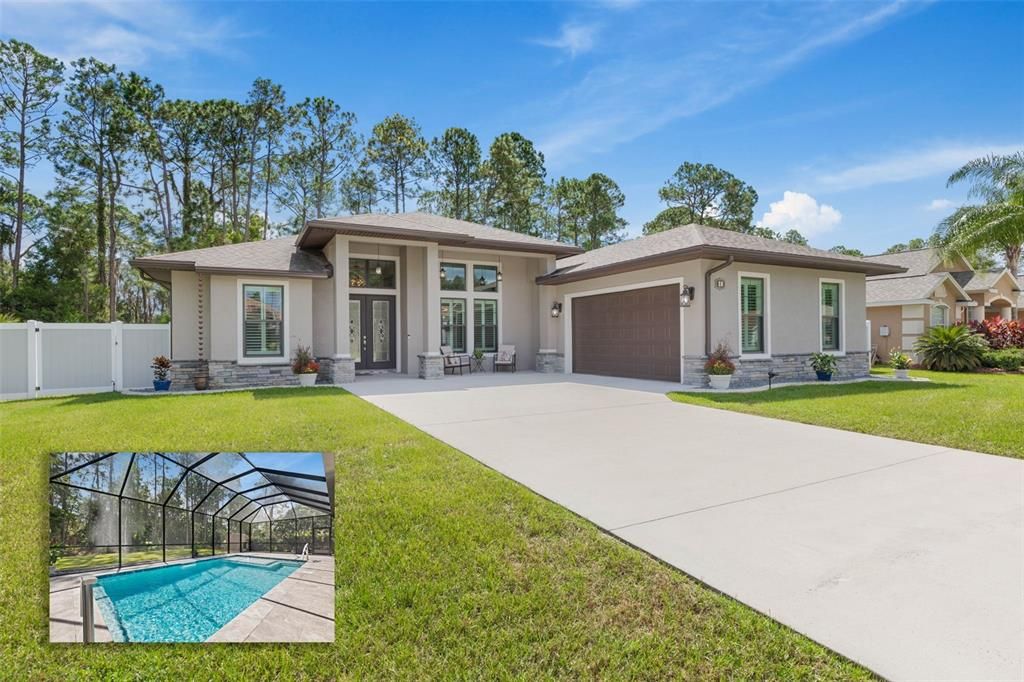 Contemporary 2021 pool home with side entry garage