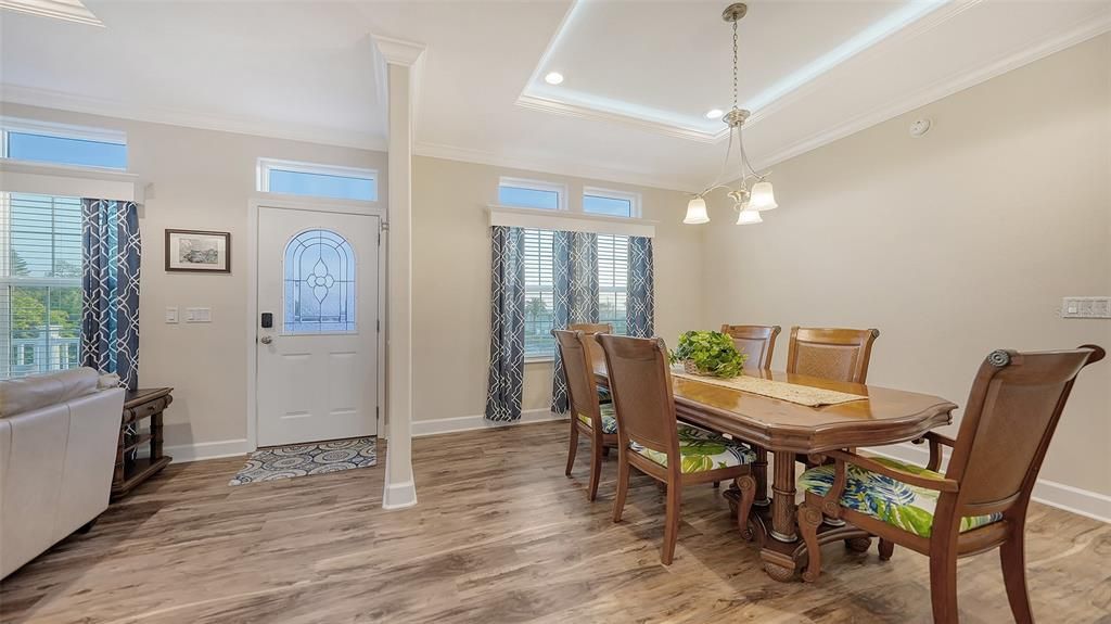 Entryway and dining room.