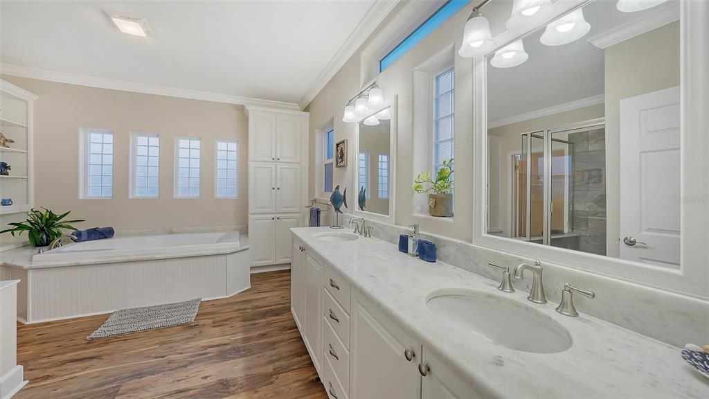 Luxurious primary bathroom.