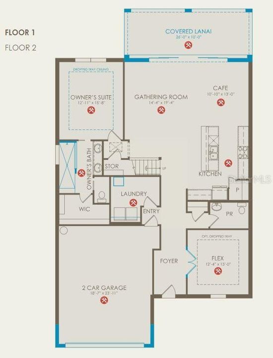 Floor plan with options selected