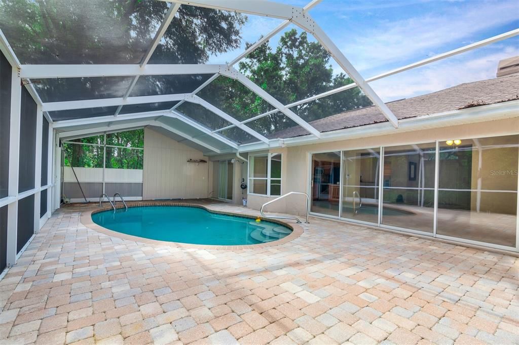 Beautiful clean pool area and outdoor shower