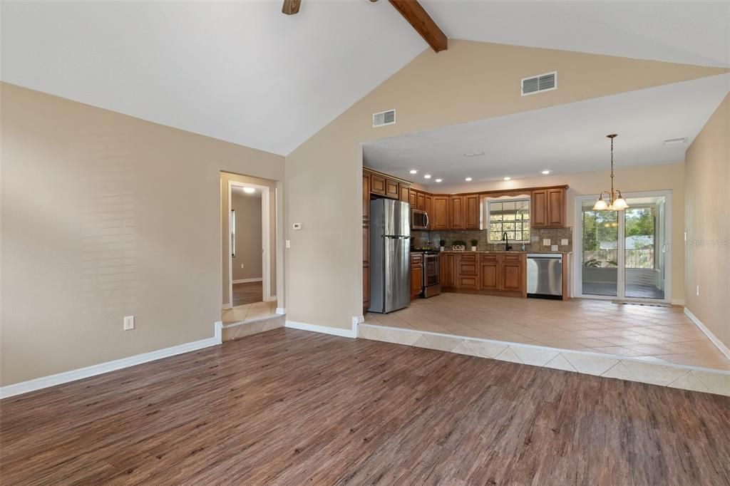 Living room with Gorgeous vinly plank floors