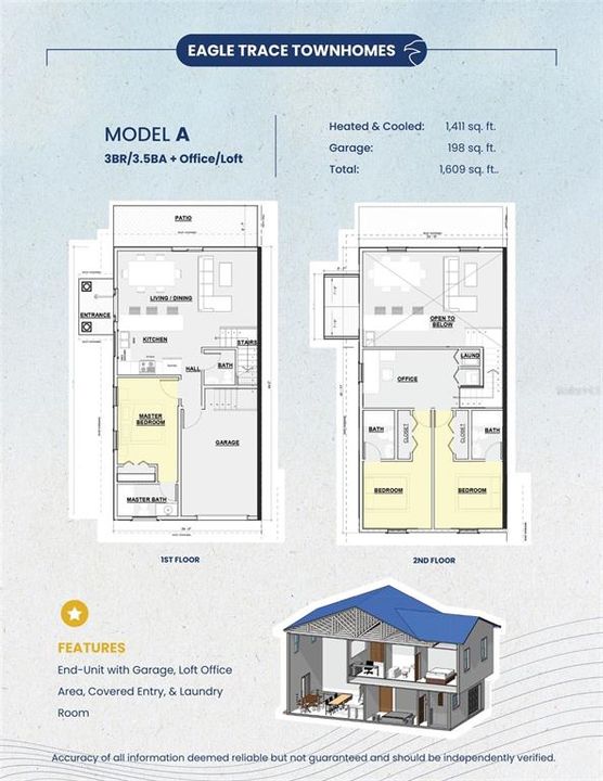 На продажу: $320,000 (3 спален, 3 ванн, 1411 Квадратных фут)