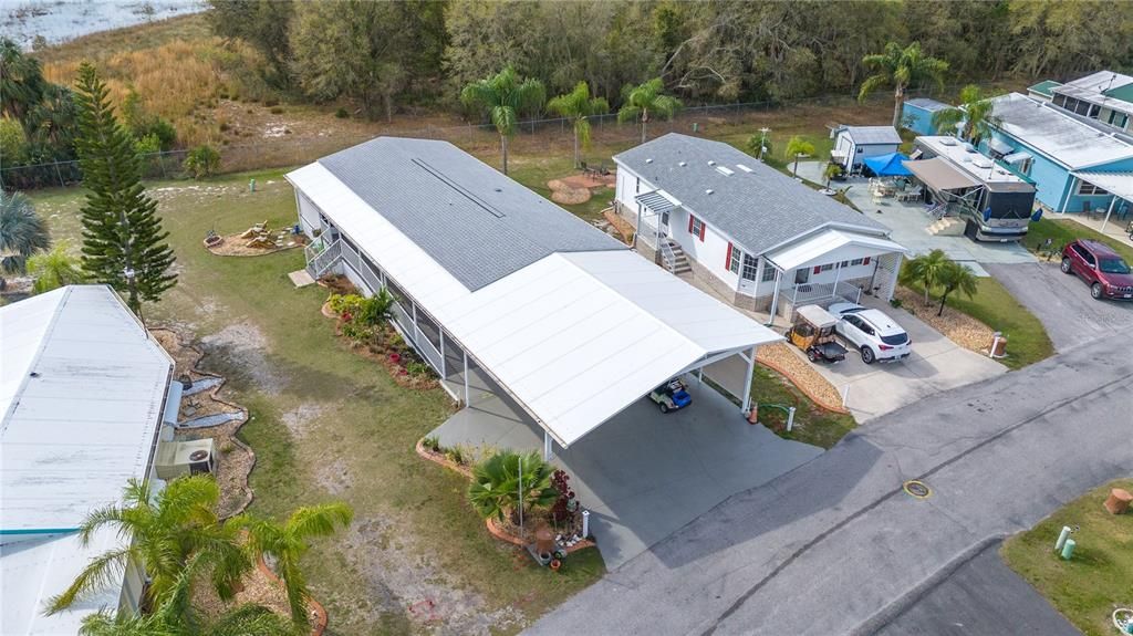 Oversized carport and covered walkway