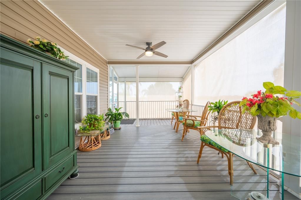 Rear porch with privacy screen