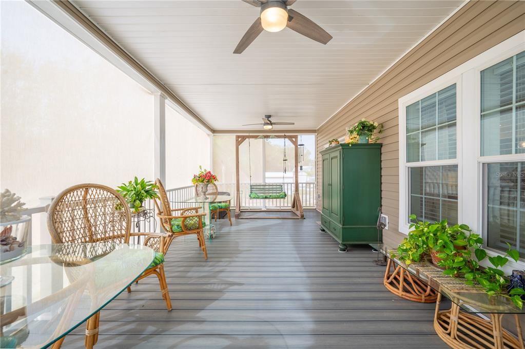 Rear porch with privacy screen