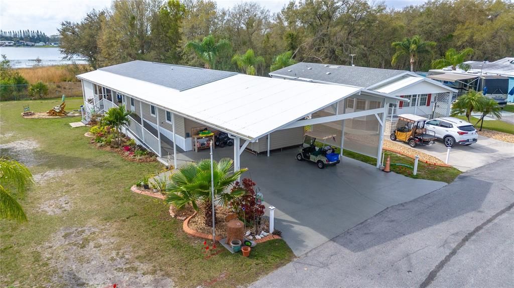 Oversized carport and covered walkway