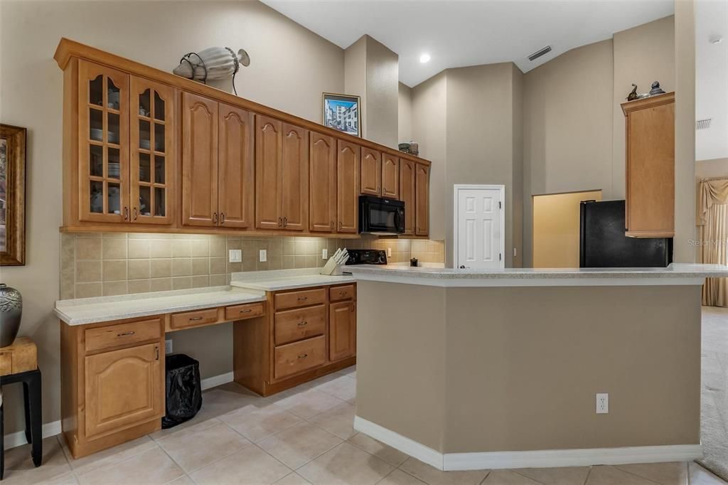 Kitchen with a Custom Built-in China Buffet Cabinet