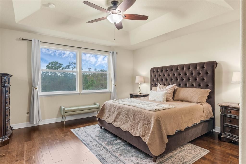 All of the bedrooms can be found upstairs including the generous PRIMARY SUITE, another fantastic space with a large picture window for great natural light and an unobstructed view of the CONSERVATION behind the home.