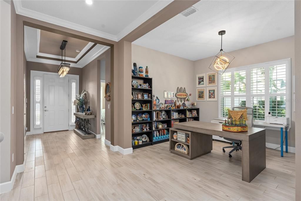 A few steps from the Foyer is the Flex Space. This area can be utilized as an Office/Den/Study or an additional Sitting Area. Let your imagination be your guide.