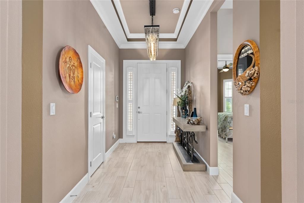 Foyer with Tray Ceiling and Yes, even a closet