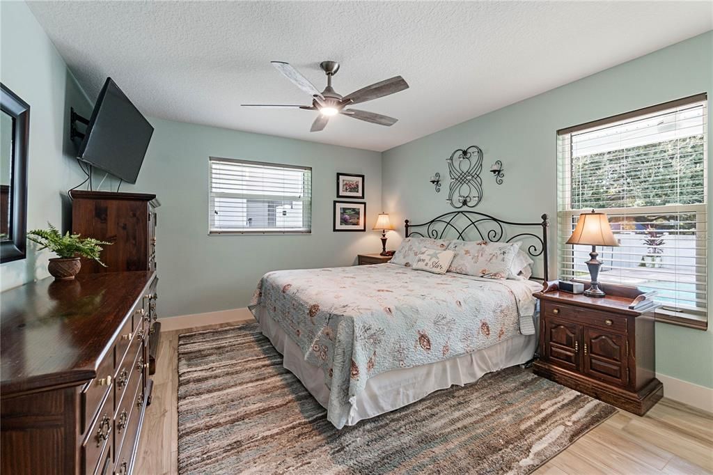 Master Bedroom w/Dual Windows & Pool View