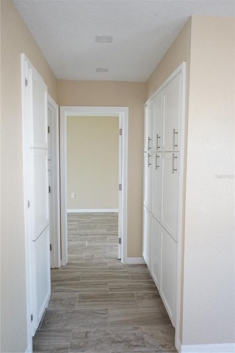 hallway with storage