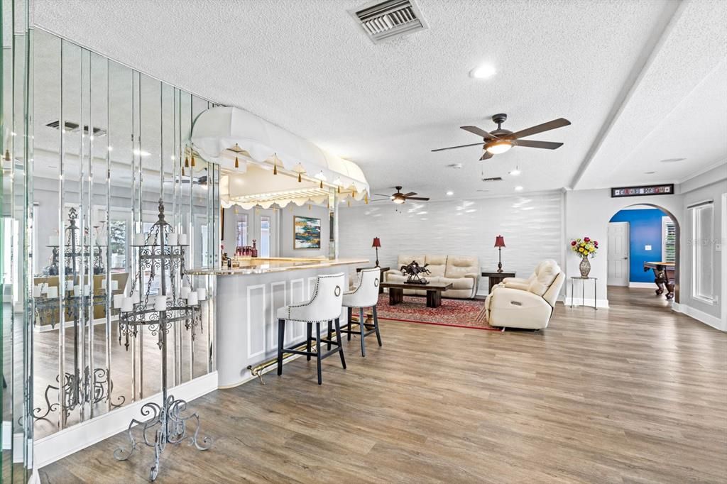 Downstairs bar and living room