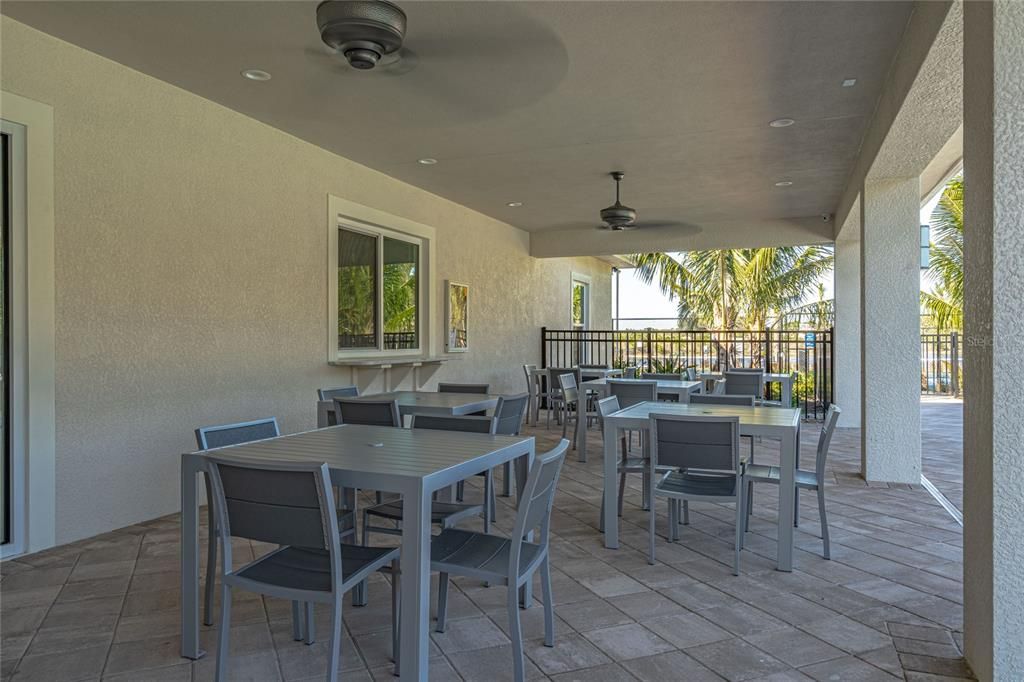 Patio poolside at amenity center