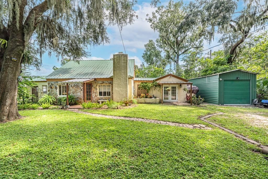 Front with garage and boat storage