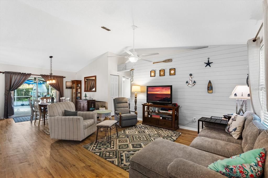 Living Room - Shiplap and Vaulted Ceilings!