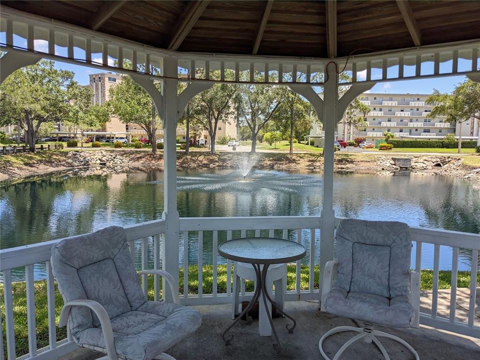 Gazebo for relaxing pond-side