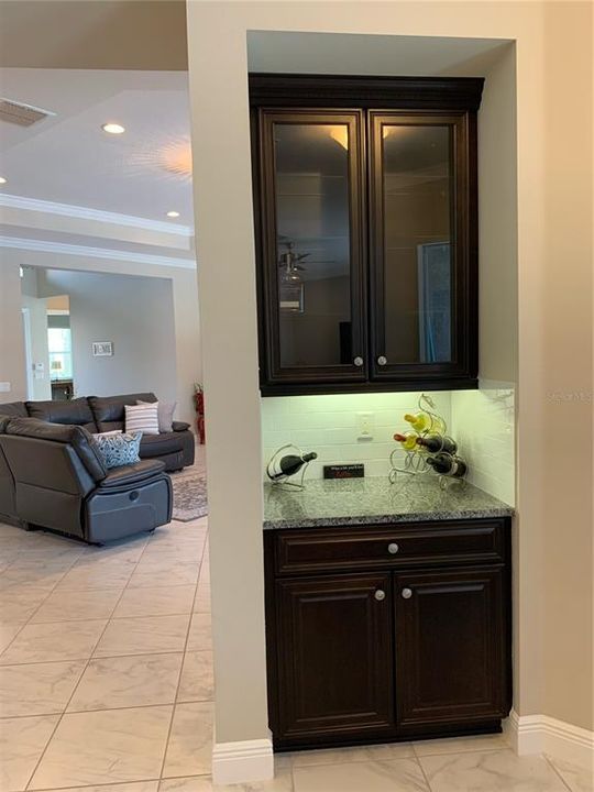 wine rack and glasses cupboard