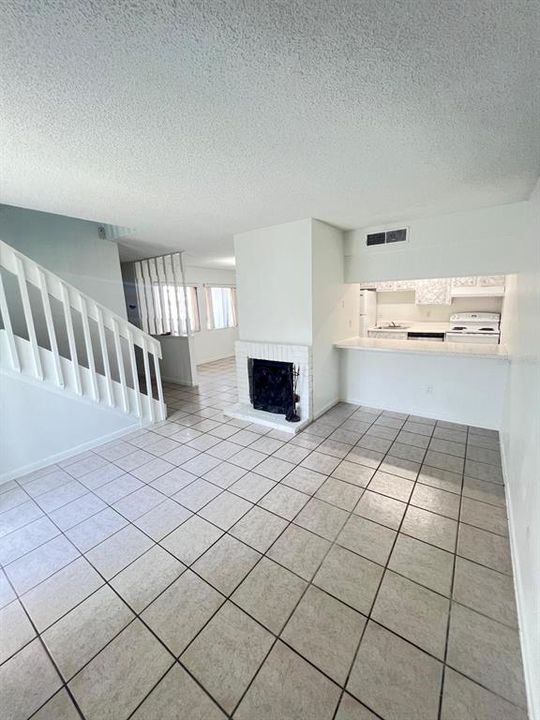 Living room with fire place