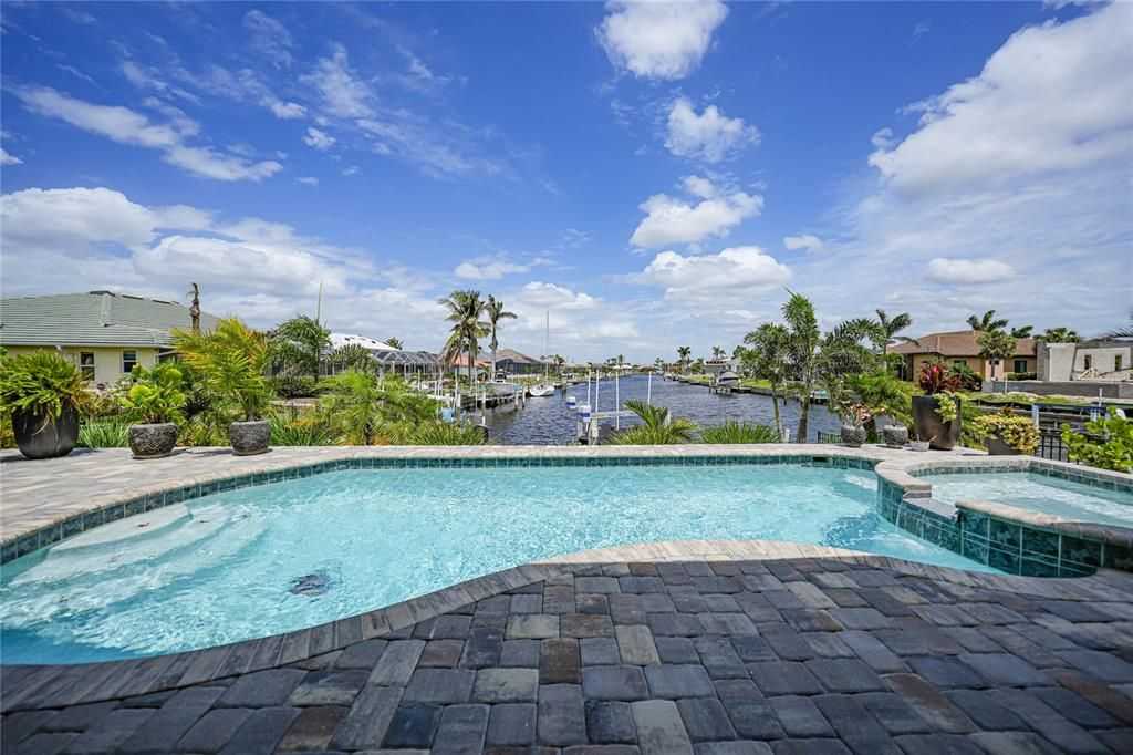 Resort style saltwater pool with spa and state of the art Mosquito Mist system