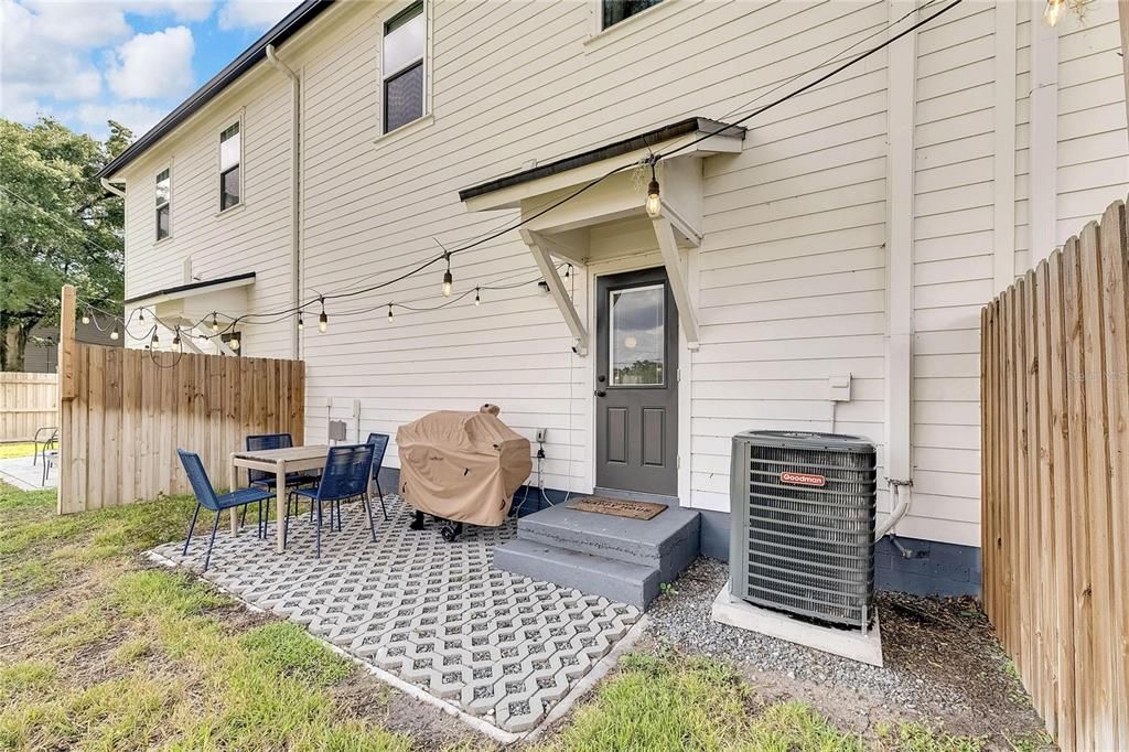 Back yard with privacy panel