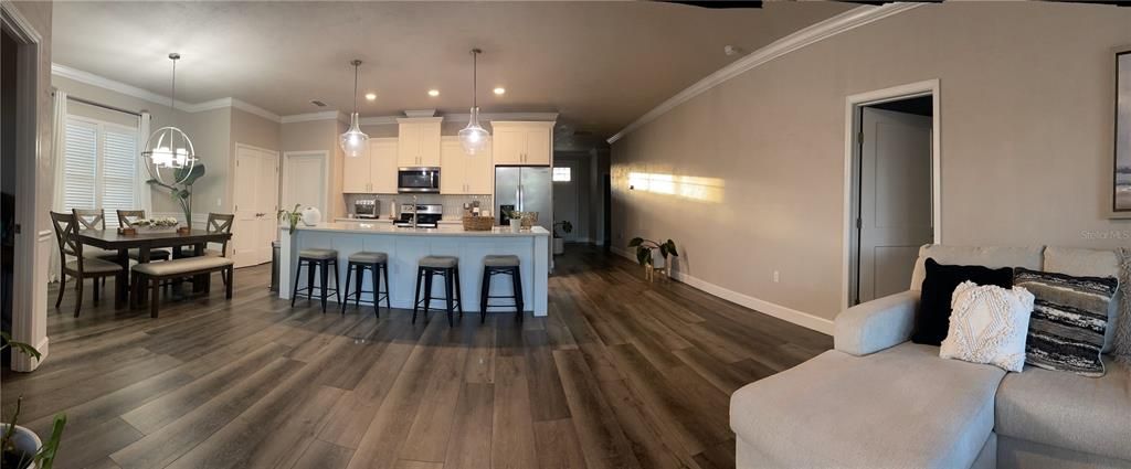 Dining room and full view of Kitchen Island