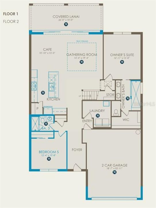 Floor plan with structural options selected