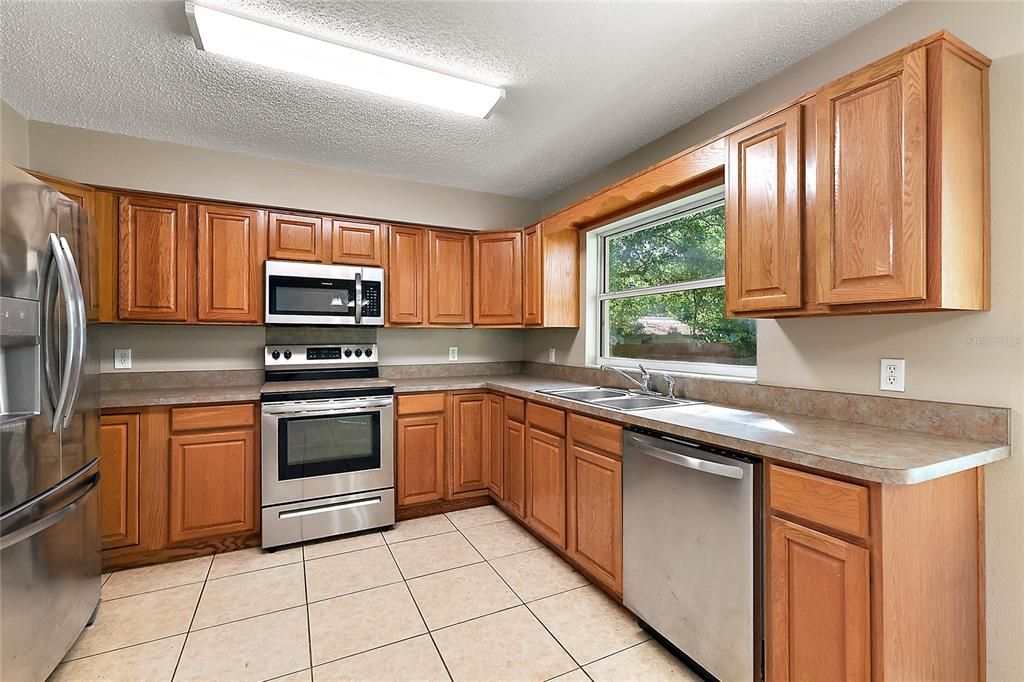 All stainless appliances; lots of cabinetry!