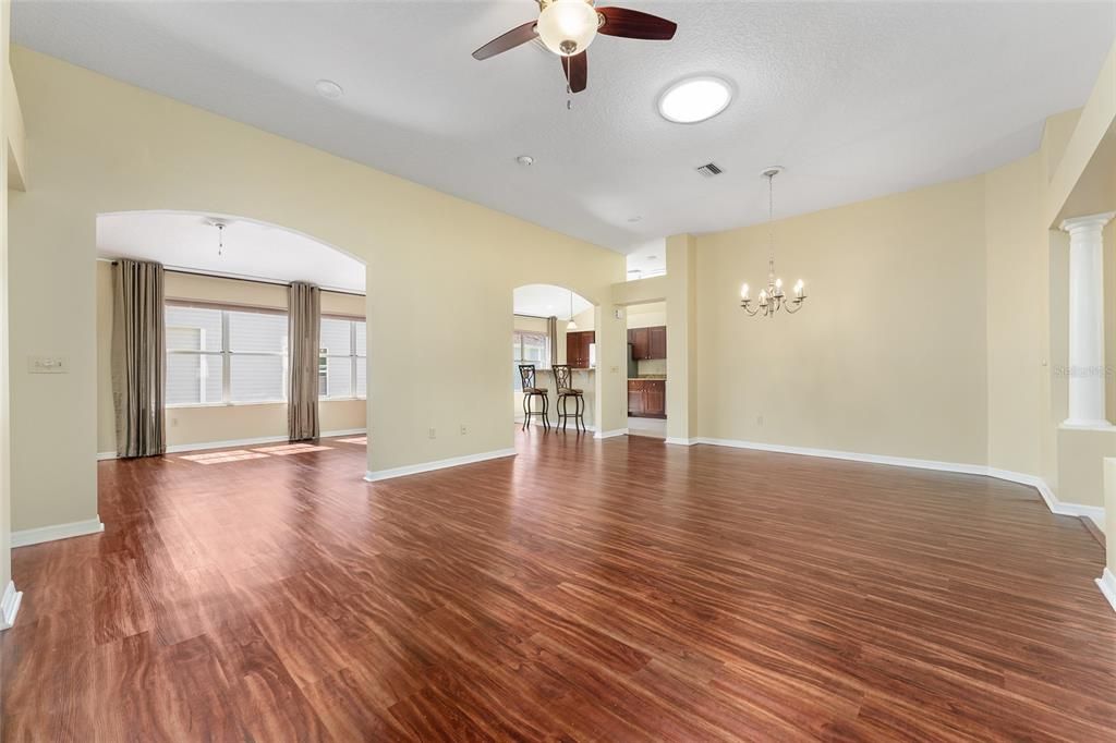 LIVING ROOM / DINING AREA - KITCHEN in back R & FLORIDA ROOM (Back).