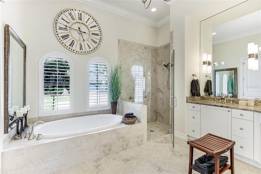 Primary bathroom with both a shower and a tub