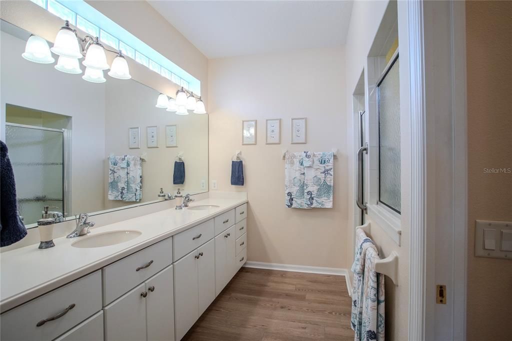 Primary Bath with large walk-in shower and private toilet