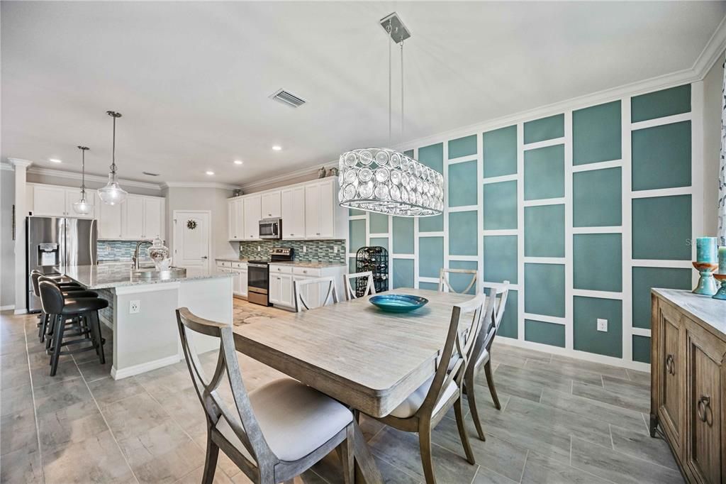 Dining Area with accent wall