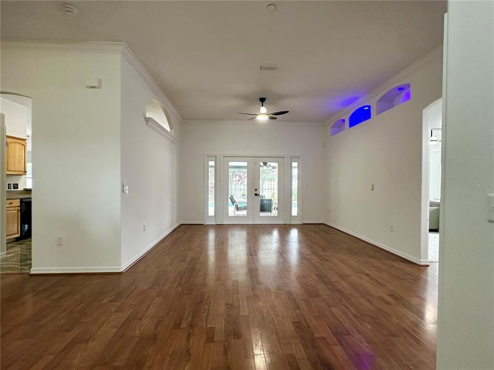 Living Room with French Doors to the pool