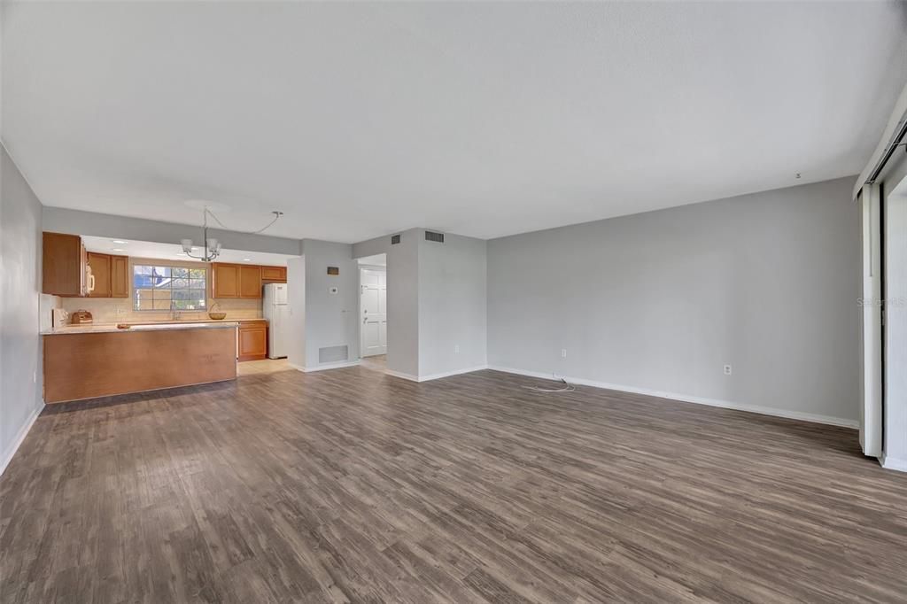 View of Liiving, dining an open kitchen area