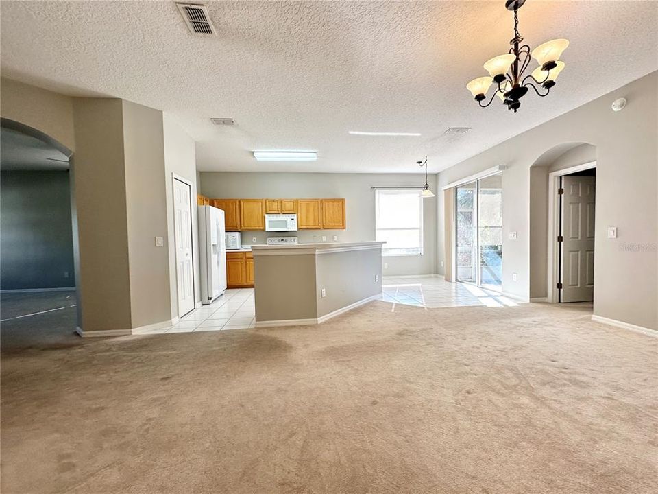 Kitchen and family room