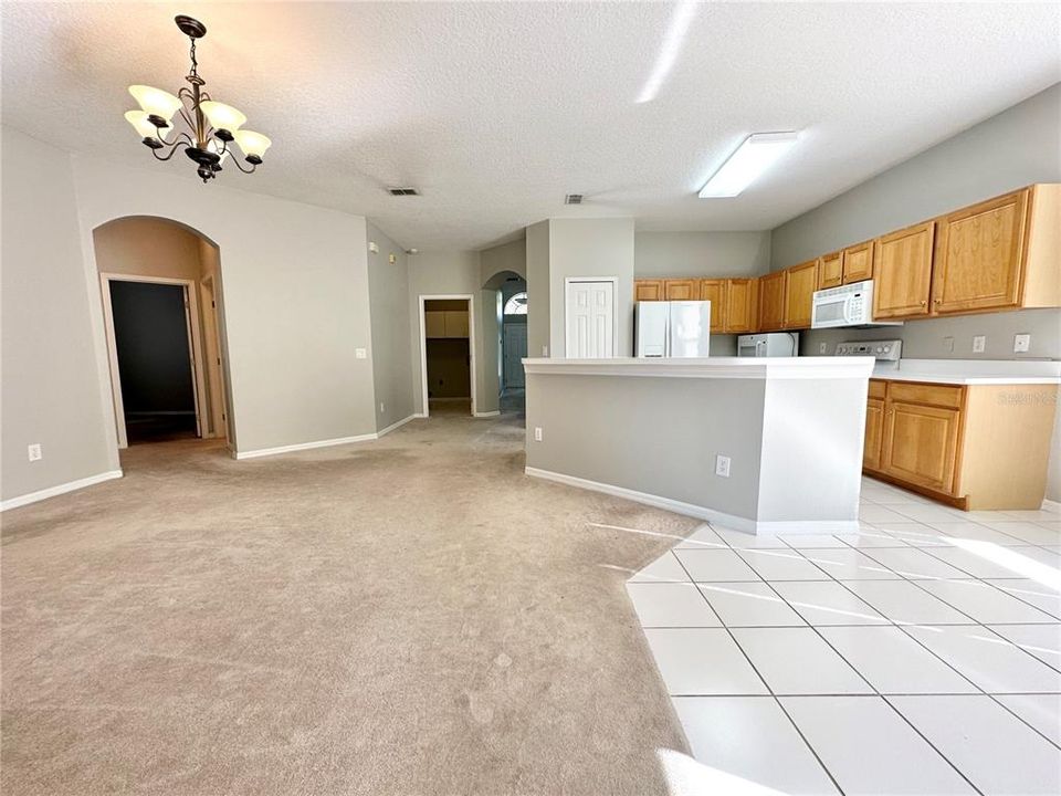 Kitchen and family room