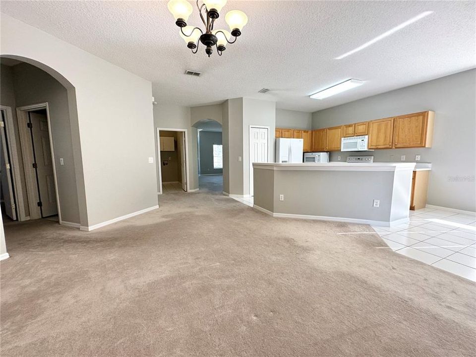 Kitchen and family room