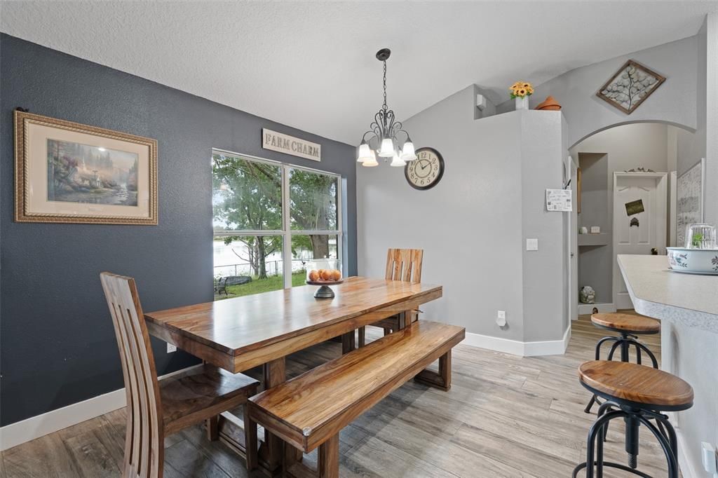 dining room with views of the lake.