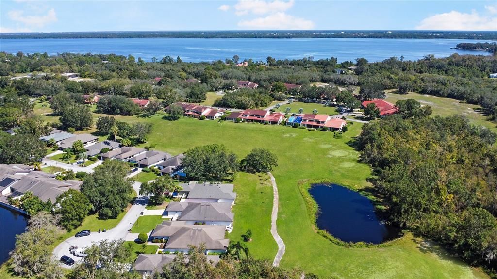 Overhead view of the rear pond and top of the screen is Lake Marion which is very close. It's a boating/fishing  lake with a public ramp off Jim Edwards Road