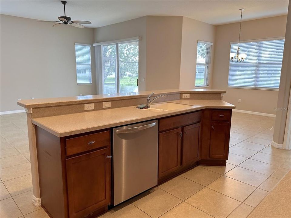 Kitchen Island open to living room & Dining