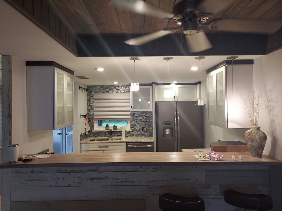 Breakfast counter over looking the kitchen