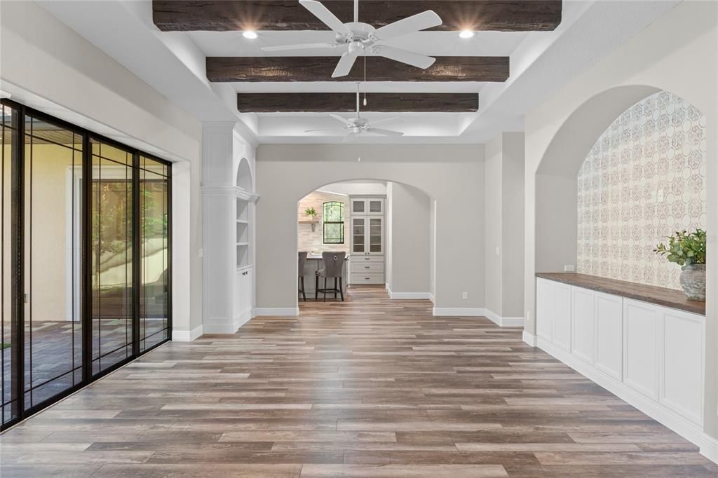 Family room into the kitchen