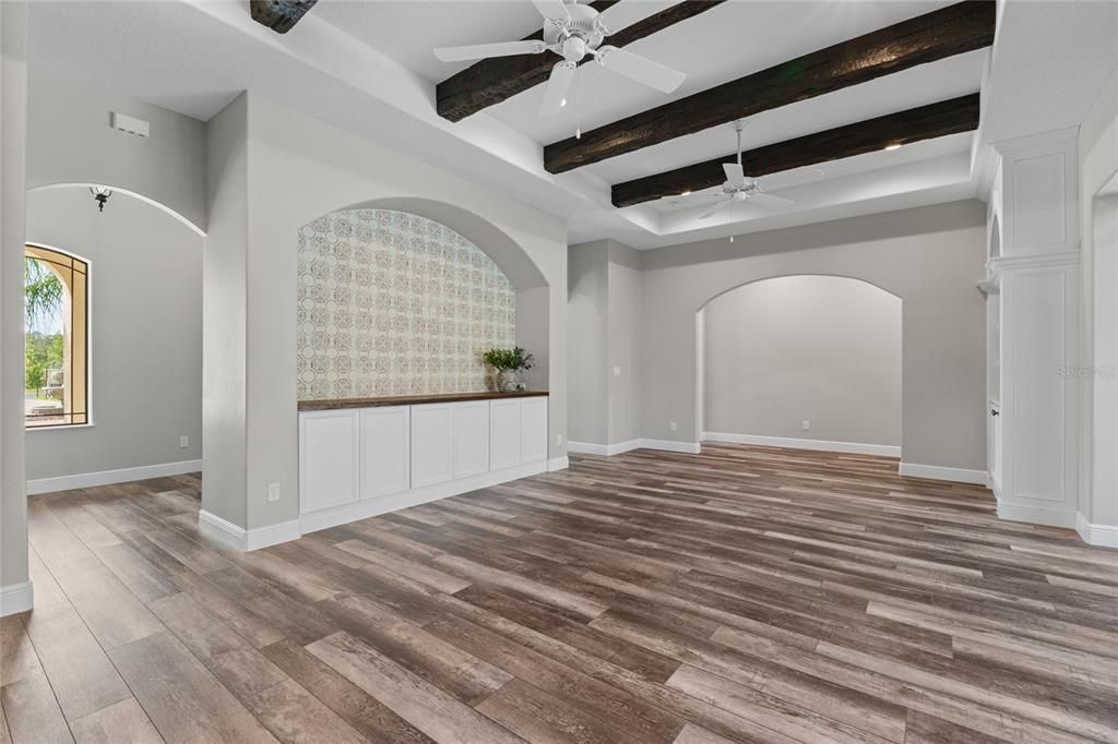 Family room with custom media center