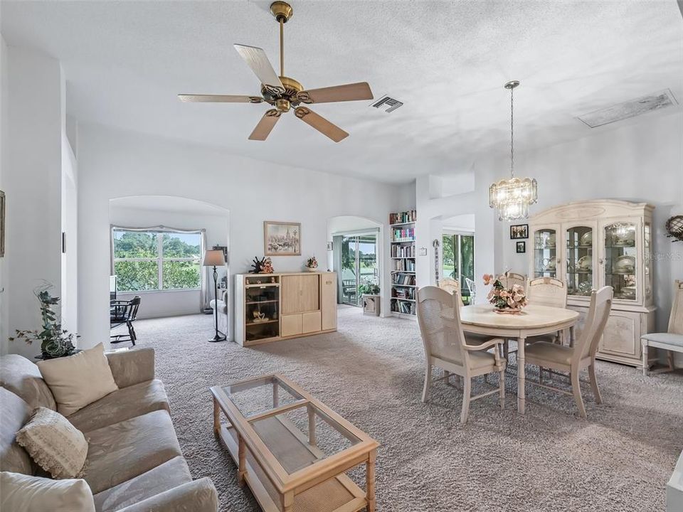 View of the Living Room and Dining Room from the Front Foyer