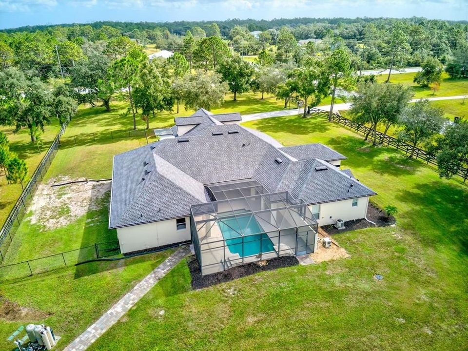 Aerial of Pool side of Home